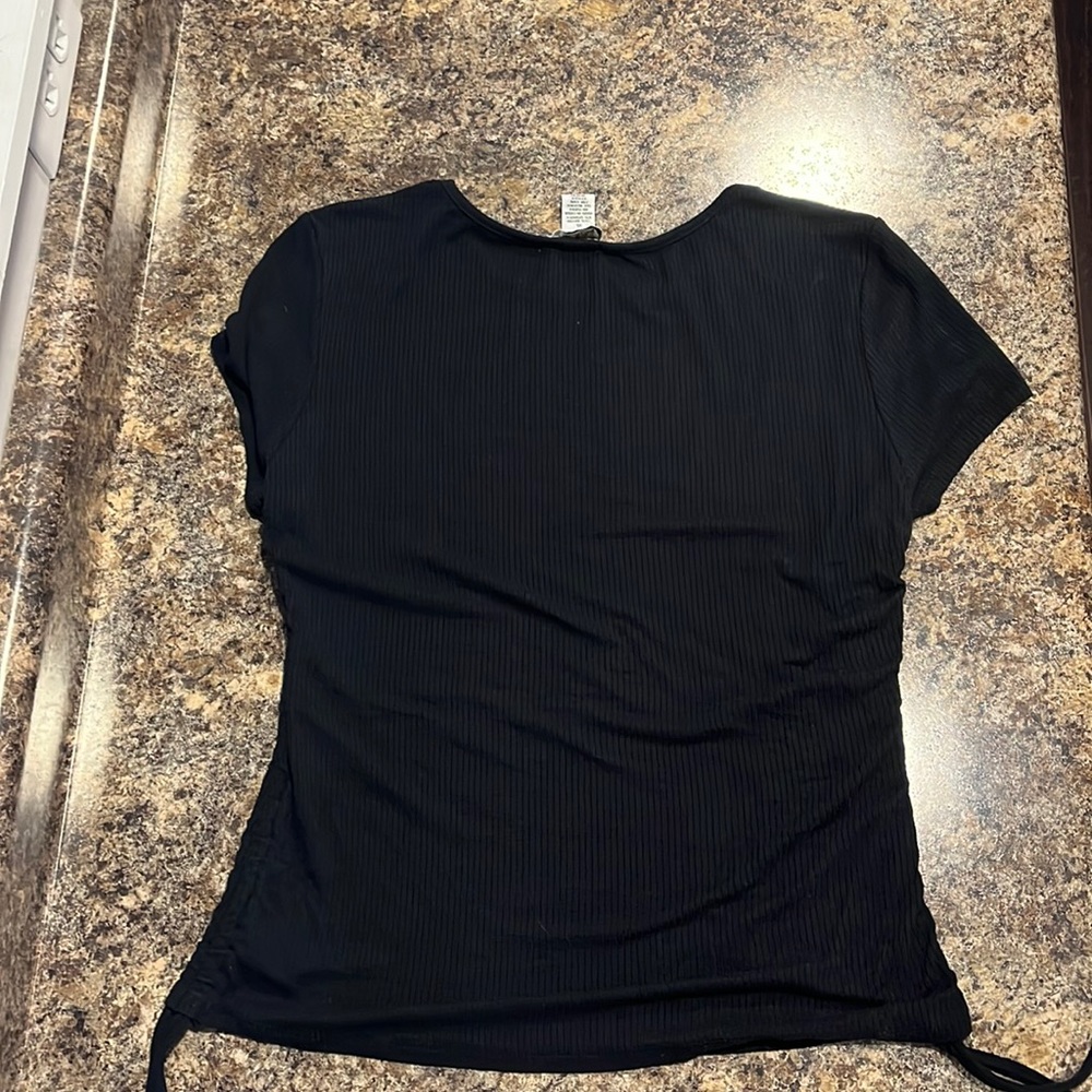 Black t shirt. Cute and comfortable.